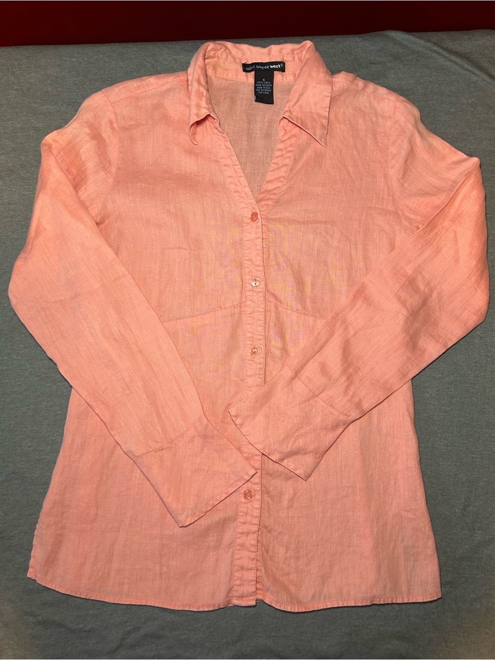 Saint Tropez West Coral 100% Linen Button-Down Shirt